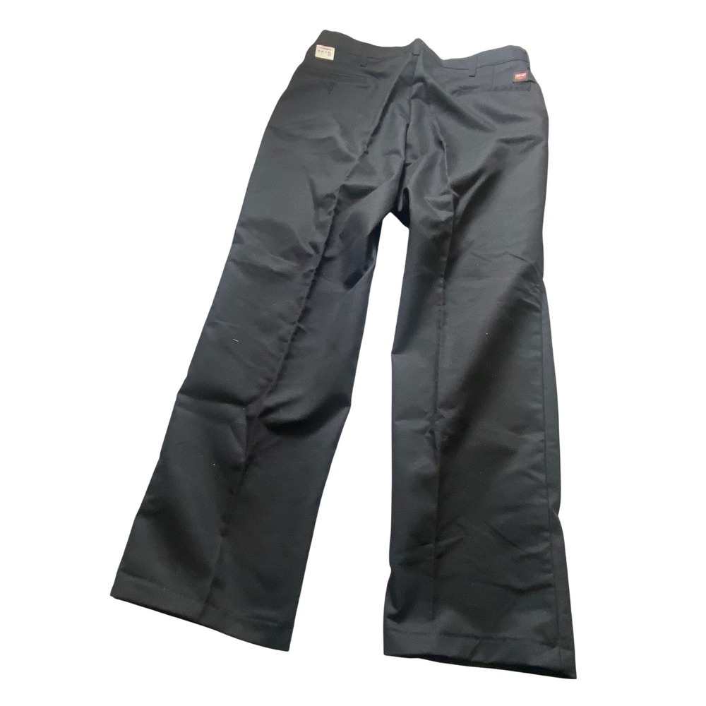 Mens Black Dress Pants Flat Front Straight Leg Formal Trousers Size 38